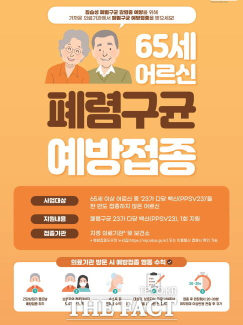 성남시 65세 이상 어르신 폐렴구균 예방접종 안내 홍보물./성남시