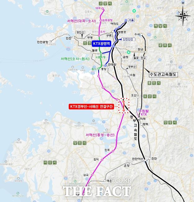 KTX경부선-서해선 연계사업 노선도./광명시
