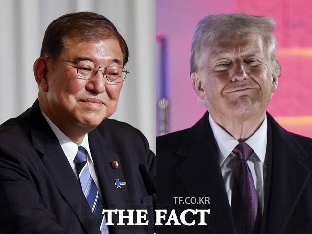 도널드 트럼프 2기 행정부 출범이 2주 차에 접어든 가운데 한일 간 대미 외교가 간극을 보인다는 평가가 나온다. 사진은 이시바 시게루 일본 총리(왼쪽)와 도널드 트럼프 미국 대통령. /신화·AP.뉴시스
