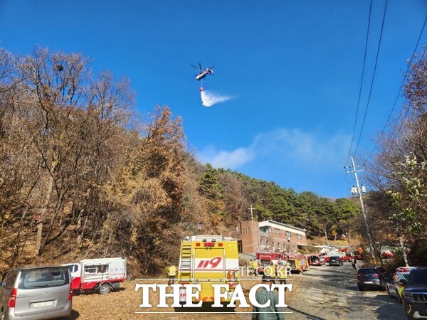 산불 진화훈련 실시 사진. /천안시