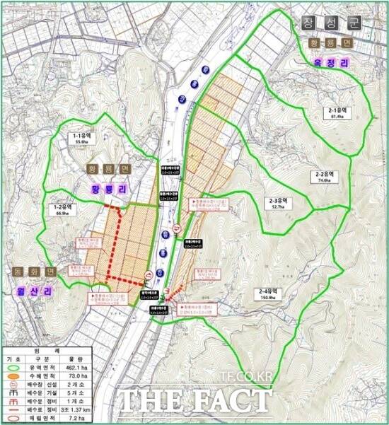 장성군이 농림축산식품부 주관 2025년 배수개선사업에 선정돼 국비 90억 원을 확보했다. 사진은 황룡면 배수개선 사업 계획도 /장성군