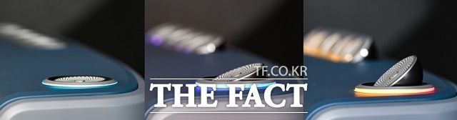 현대모비스 무빙 사운드 시스템은 사용자에게 생생한 음질을 전달하기 위해 디스플레이 전개 상황에 따라 각 스피커가 각도를 바꾸면서 움직인다. 왼쪽부터 각각 정차 모드, 저속 주행 모드, 고속 주행 모드일 때 스피커 전개 모습. /현대모비스