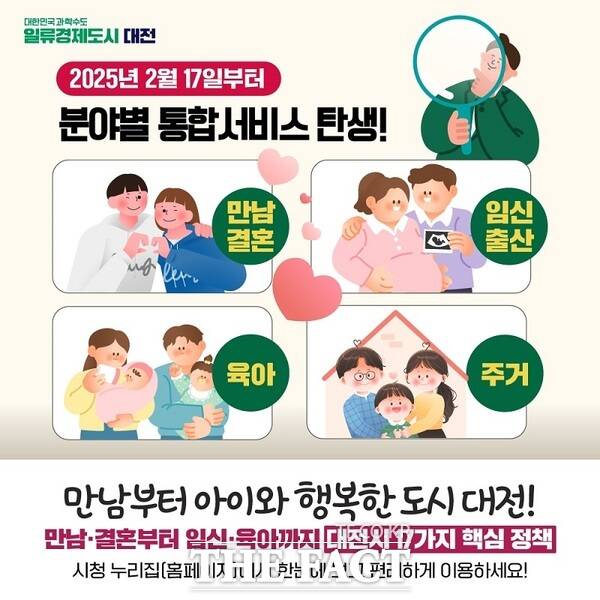 대전시 만남‧결혼‧육아‧주거 분야별 통합서비스 홍보 포스터./대전시