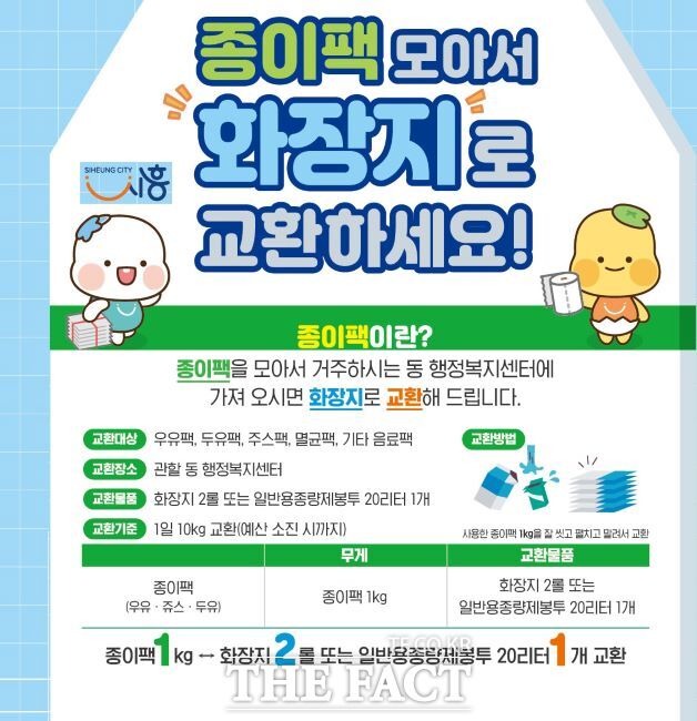 종이 팩 분리배출·교환 안내문 /시흥시