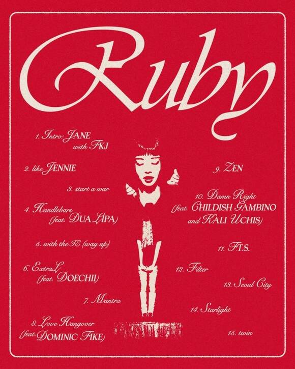그룹 블랙핑크의 제니가 오는 3월 7일 첫 솔로 정규 앨범 Ruby를 공개한다. /OA엔터테인먼트