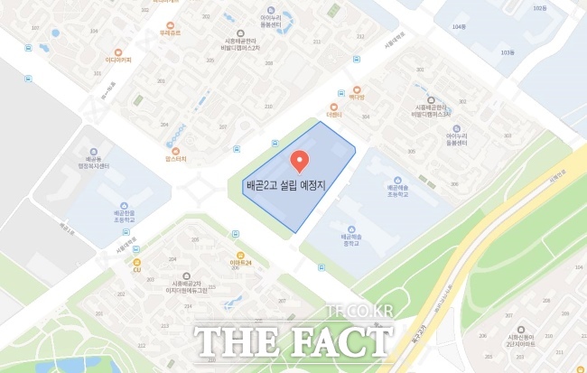 배곧2고등학교 설립 예정지./네이버 지도 캡쳐