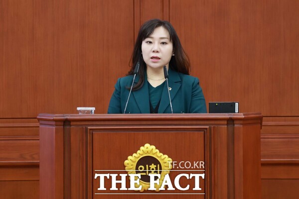 김민숙 대전시의원이 20일 열린 대전시의회 제284회 임시회 제2차 본회의에서 5분 자유발언을 하고 있다./대전시의회