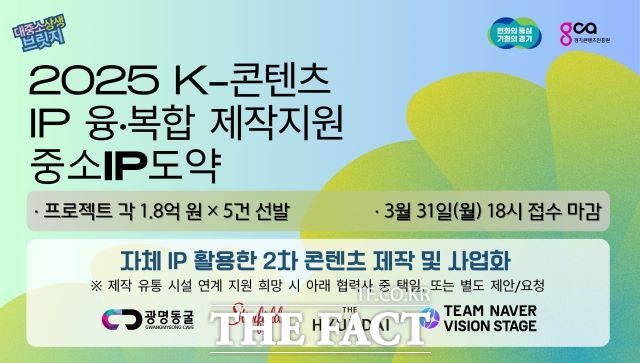 K-콘텐츠 IP 융·복합 제작지원·중소IP도약 참여 기업 모집 안내포스터 /경콘진