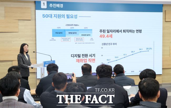 황희민 광명시 평생학습사업본부장이 4일 정책브리핑을 열고 ‘광명시민 평생학습지원금’을 설명하고 있다. /광명시