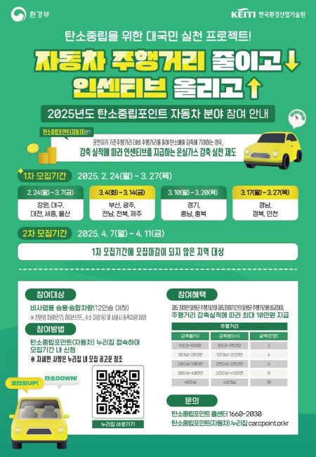 탄소중립포인트 자동차 분야 참여 안내문 /광명시