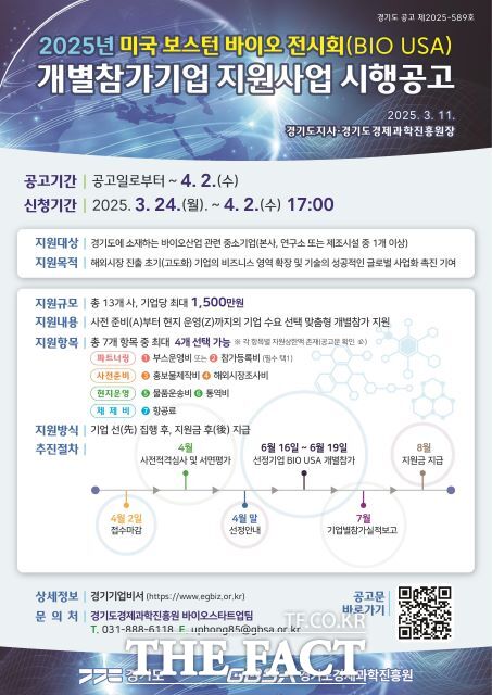 ‘2025 미국 보스턴 바이오 전시회(이하 BIO USA)’ 모집 안내포스터./경기도
