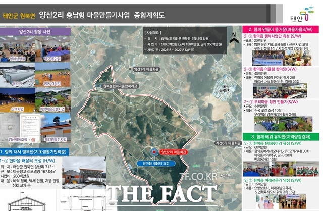 충남형 마을만들기 태안군 원북면 양산2리 사업 계획도. /태안군