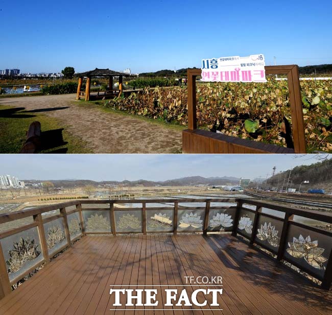 시흥시 연꽃테마파크와 전망대 모습 /시흥시