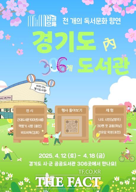 경기도는 도내 31개 시·군 306개 공공도서관에서 1003건의 독서문화 행사를 운영한다./경기도