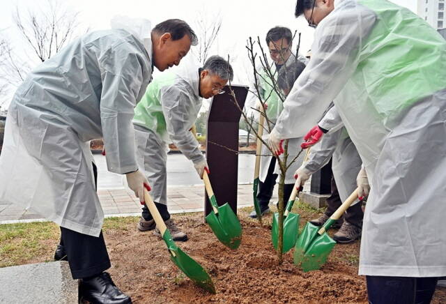농수산식품유통교육원 무궁화 식재 현장. /aT