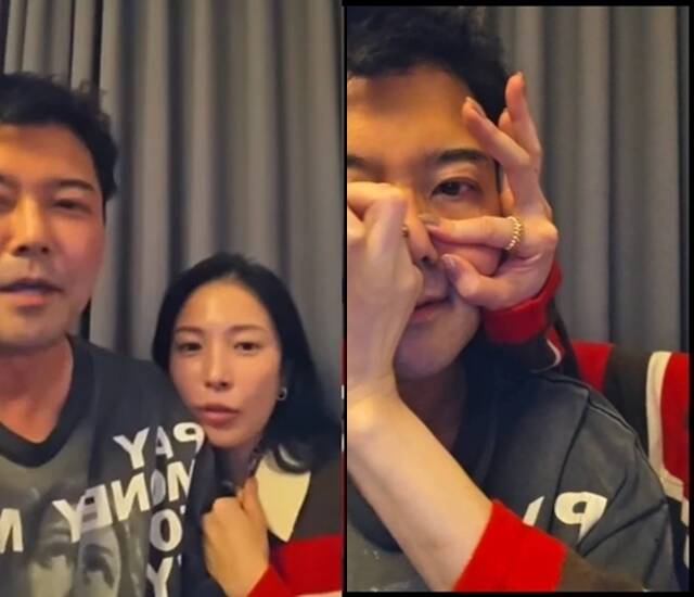 방송인 전현무(왼쪽)가 최근 라이브 방송에서 박나래를 언급한 것과 관련해 사과의 뜻을 전했다고 밝혔다. /전현무 라이브 방송 캡처