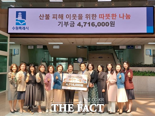 수원시어린이집연합회가 산불 피해 지역에 성금을 전달했다./수원시