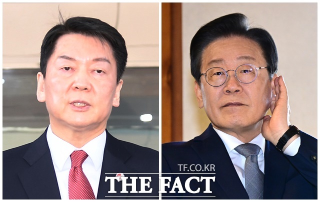 6·3 대선에 도전한 안철수(왼쪽) 국민의힘 의원이 14일 SNS에 올린 글에서 이재명 왕국에서는 우리는 더 이상 국민이 아니라 인민으로 격하될 것이라고 주장했다. /이새롬·남윤호 기자