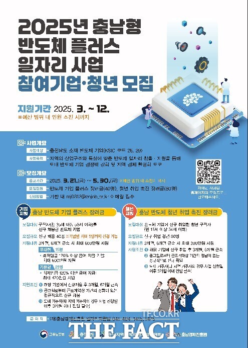 충남경제진흥원의 충남 반도체 플러스 일자리 사업 참여기업·청년 모집 홍보 포스터 /충남경제진흥원