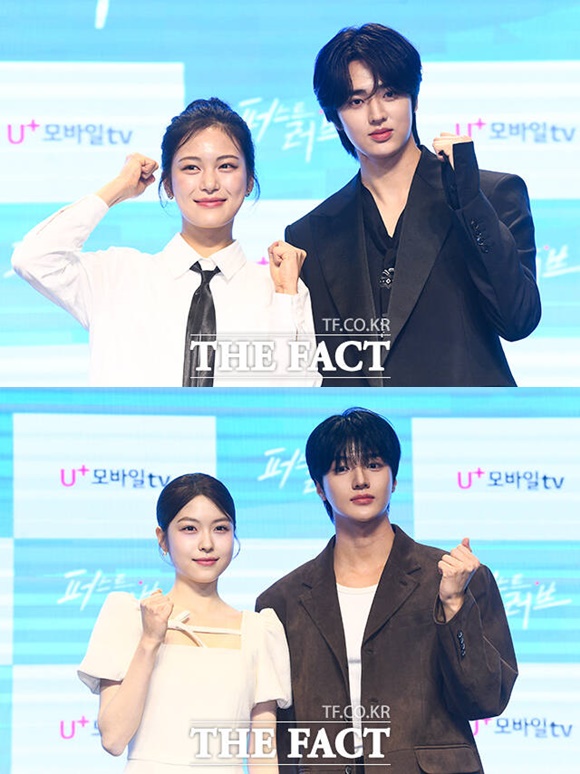 배우 정지수, 그룹 템페스트의 은찬, 드리핀 차준호, 황지아(왼쪽 위부터 시계방향)이 퍼스트 러브로 호흡을 맞췄다. /서예원 기자