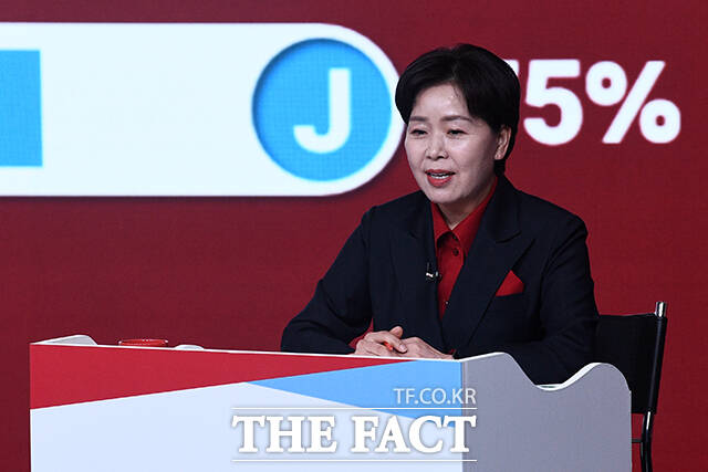 양향자 국민의힘 대선 경선 후보가 MBTI를 발표하고 있다.