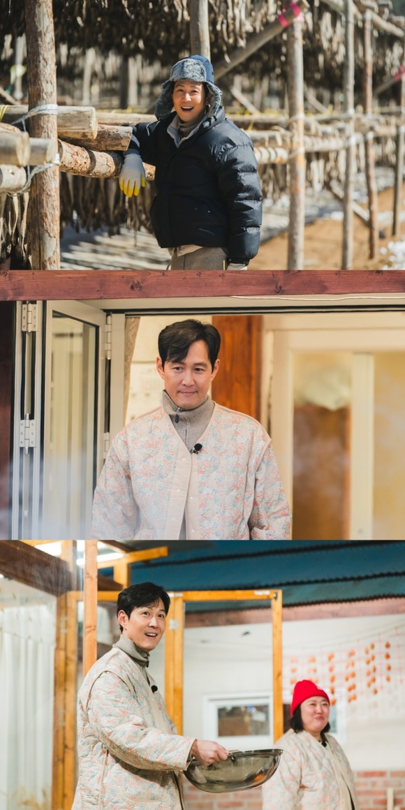 배우 이정재가 언니네 산지직송2 3회에 게스트로 출연해 황태 덕장에서 일한다. /tvN