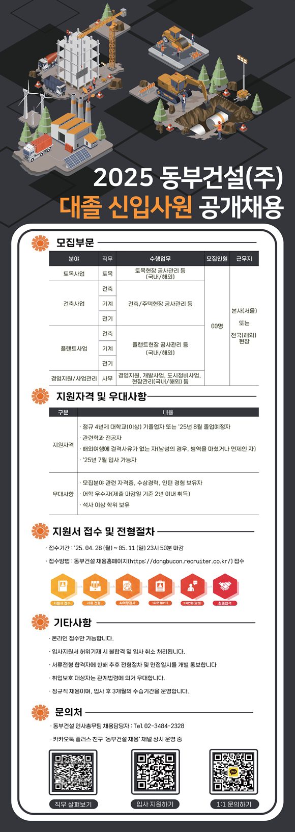 동부건설이 신입사원 공개 채용을 실시한다. 접수는 다음 달 11일까지다. /동부건설