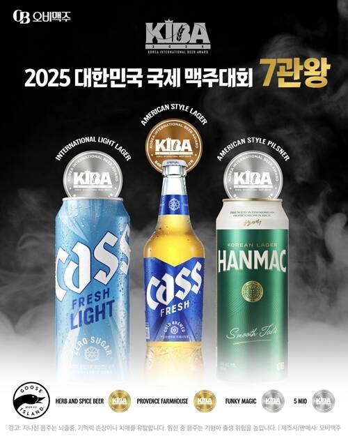 오비맥주가 올해 대한민국 국제 맥주 대회 7개 부문에서 수상했다. /오비맥주