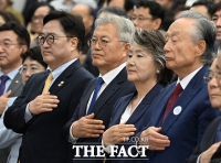  국민의례하는 문재인 전 대통령 부부 [포토]