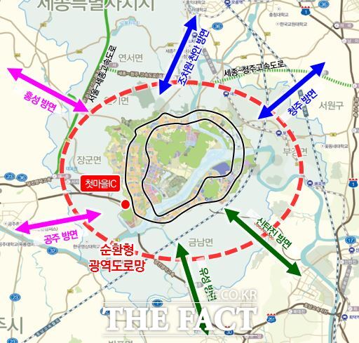 행정중심복합도시건설청이 28일 발표한 광역교통개선대책 제4차 변경 추진도. /행복청