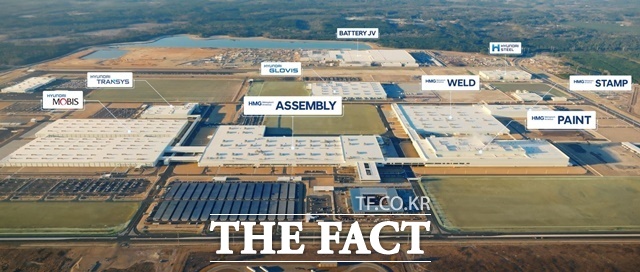 미국발 글로벌 관세 전쟁의 직격탄을 맞은 현대자동차그룹은 협력사와 함께 위기를 극복한다는 방침이다. 현대차그룹 메타플랜트 아메리카(HMGMA) 전경. /현대차그룹
