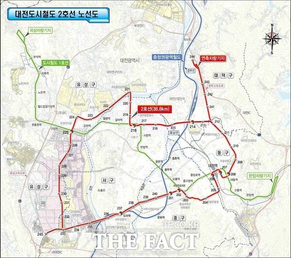 대전 도시철도 2호선 노선도 /대전시