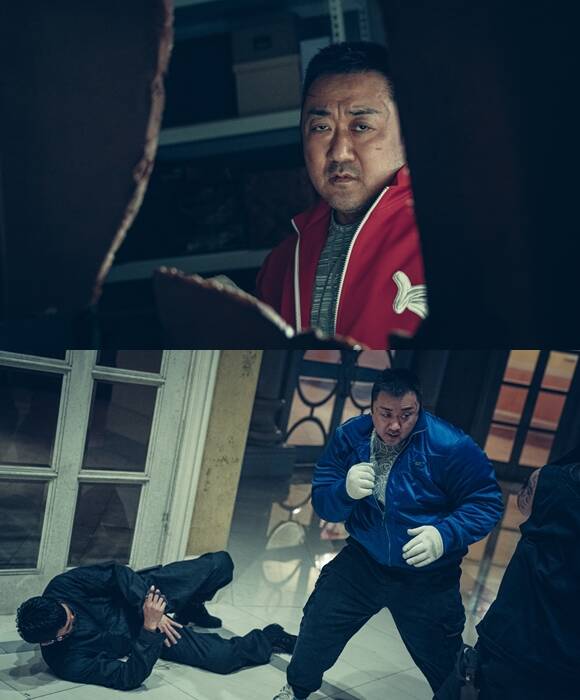 마동석은 서현과 정지소가 돋보이기를 바랐다. 저는 두 발 정도 떨어져서 주변 악인들을 정리해 주는 사이드킥 같은 캐릭터라고 설명했다. /롯데엔터테인먼트