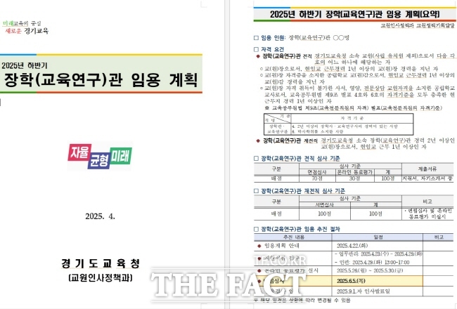 경기도교육청의 장학관 임용 계획. /경기도교육청