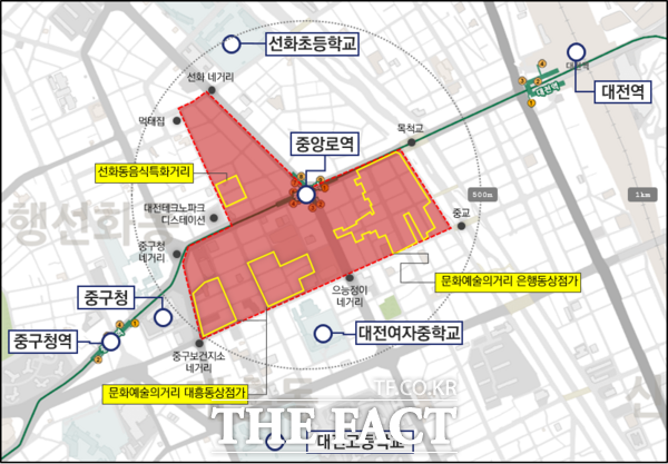 원도심 상권 활성화 사업 대상지 위치도. /대전 중구