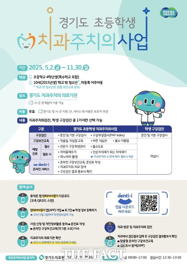 경기도 초등학생 치과주치의 사업 홍보물 /경기도