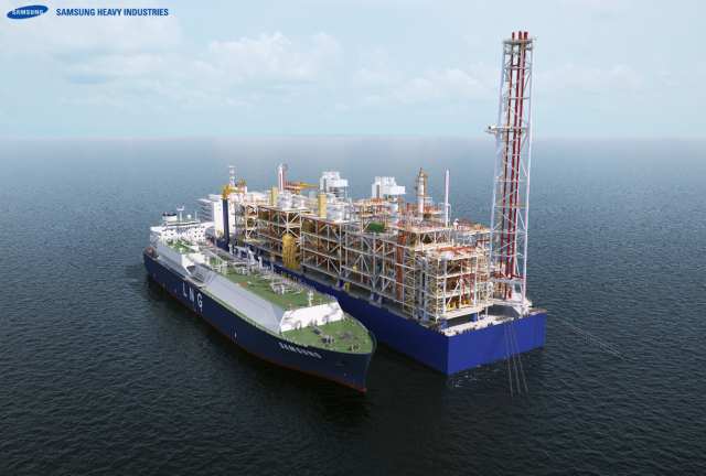 삼성중공업은 5일(현지시간) 미국 휴스턴에서 열린 해양기술 박람회 OTC 2025에서 노르웨이(DNV), 영국(LR), 미국(ABS) 선급으로부터 MLF-O에 대한 기본 인증을 획득했다. 삼성중공업 MLF-O 이미지. /삼성중공업