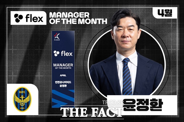 2025시즌 4월 ‘flex 이달의 감독상’ 수상자로 선정된 인천 유나이티드의 윤정환 감독./K리그