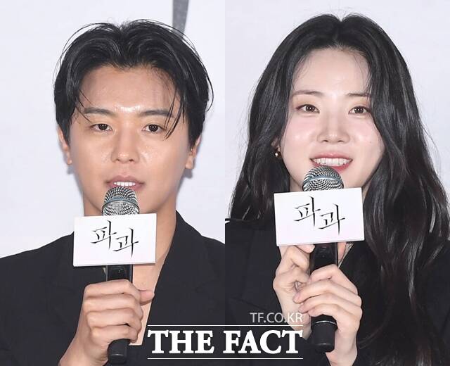 파과 연우진(왼쪽)은 수의사 강선생 역을, 신시아는 천부적인 킬러의 재능을 지닌 손톱 역을 맡아 관객들과 만나고 있다. /장윤석 기자