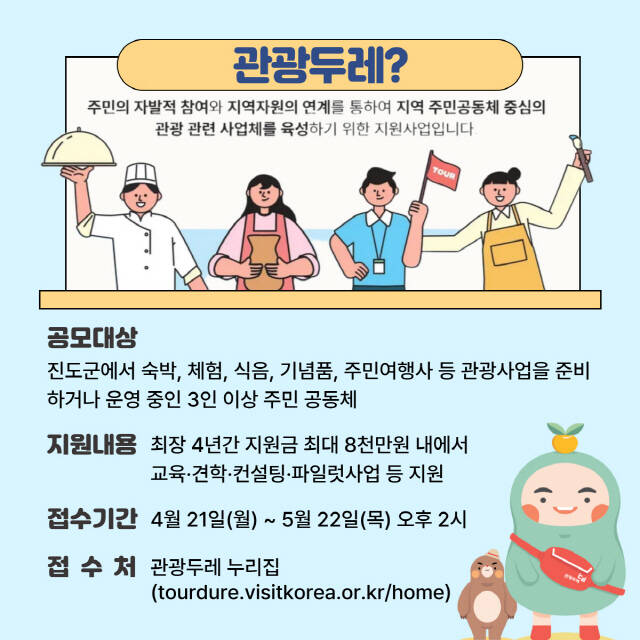 진도군 관광두레 참여자 모집 포스터. /진도군