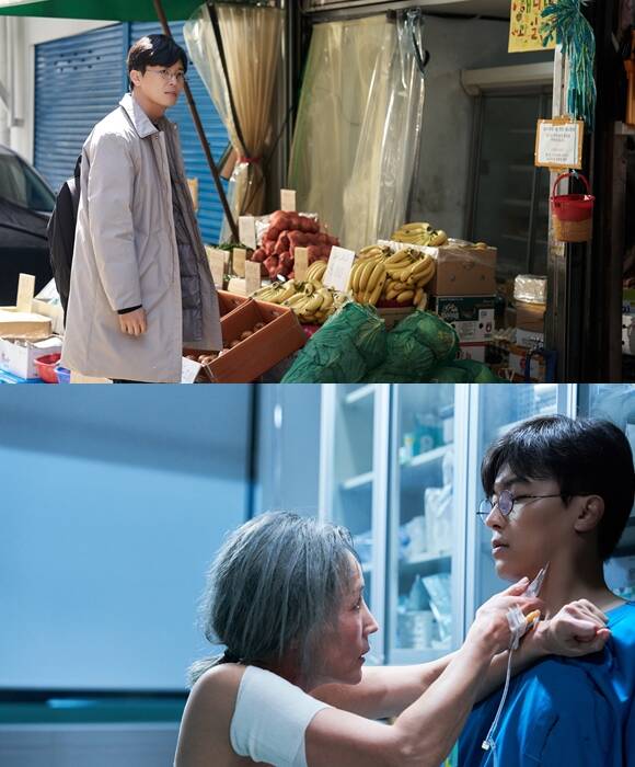 연우진(위쪽)은 넷플릭스 정신병동에도 아침이 와요와 서른, 아홉에 이어 파과에서 또 한 번 의사 캐릭터를 연기하며 관객들을 사로잡고 있다. /NEW