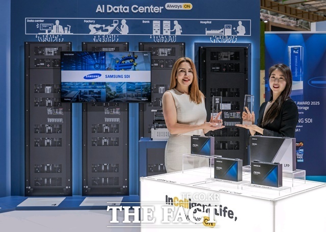 삼성SDI의 인터배터리 유럽 2025 부스에 전시 중인 어워드 위너 선정 제품. /삼성SDI