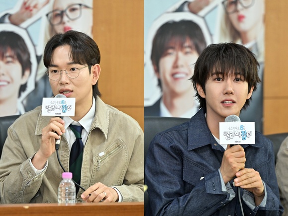 방송인 장성규(왼쪽)와 광희가 8일 오후 2시 30분 서울 영등포구 KBS 본관에서 열린 스카우트6 얼리어잡터 제작발표회에 참석해 발언하고 있다. /KBS
