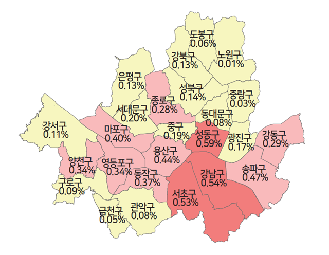 서울은 강남3구를 비롯해 용산구, 성동구, 마포구 등 주요 선호단지에서는 상승세가 지속되고 있다. /한국부동산원