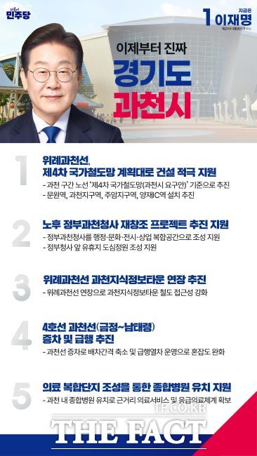 이재명 민주당 후보의 과천시 공약 이미지 /페이스북 갈무리