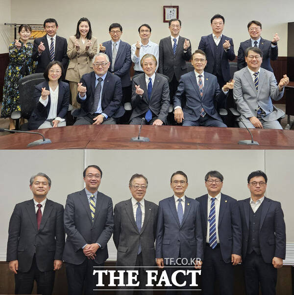 이승철 한남대 총장이 일본 조사이대학(사진 위)과 칸토카쿠인대학(사진 아래)을 방문하고 있다./한남대학교