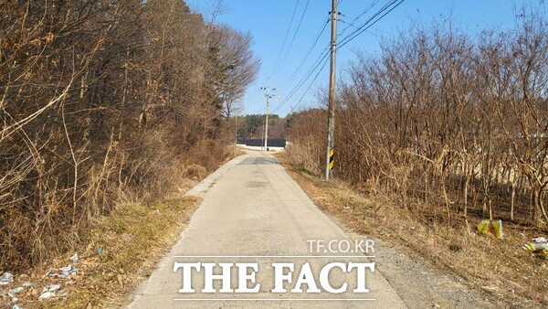 유성구 송정동 위험도로 현장 모습./대전 유성구