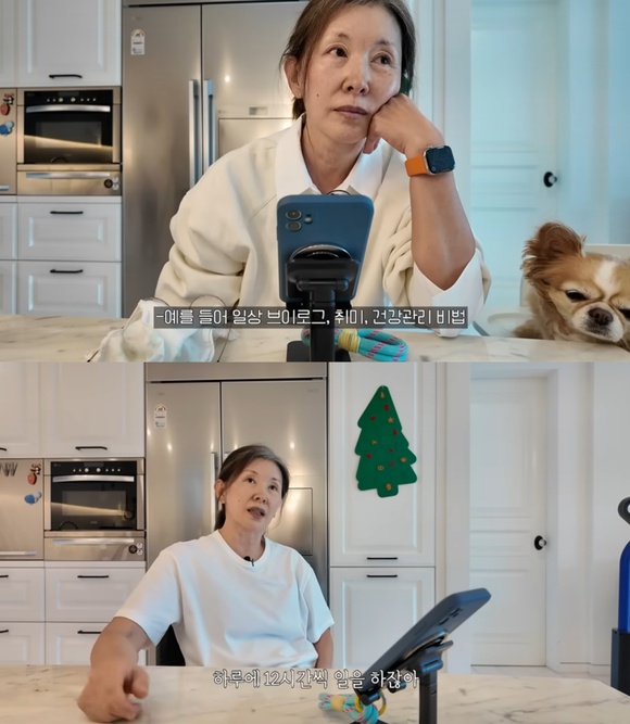 이미숙이 유튜브 채널 이미숙-숙스러운 미숙 씨를 통해 자연스럽고 소탈한 일상을 공개하고 있다. /유튜브 영상 캡처