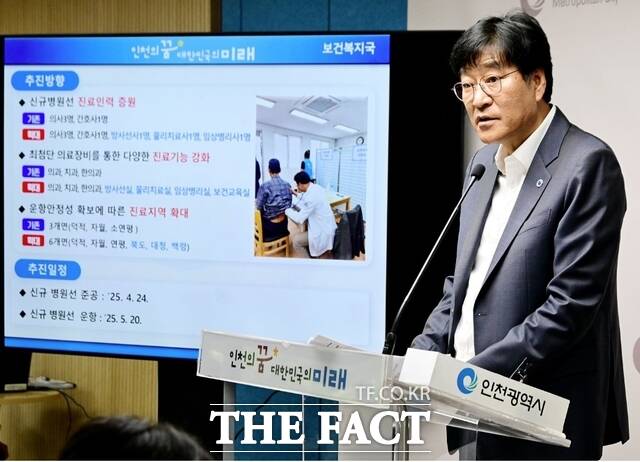 신병철 인천시 보건복지국장이 22일 시청 브리핑룸에서 보건복지국 소관 현안과 관련해 기자브리핑을 하고 있다./인천시