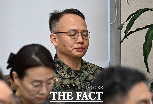 이상현 특수전사령부 제1공수특전여단장이 2월 21일 오전 서울 여의도 국회에서 열린 윤석열 정부의 비상계엄 선포를 통한 내란 혐의 진상규명 국정조사 청문회에 참석하고 있다. /국회=박헌우 기자